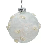 Kurt Adler 80mm Glass White Pearl Ball 6-pc. Christmas Ornament