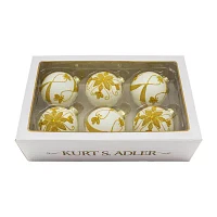 Kurt Adler 80 Mm White Balls With Gold Beads 6-pc. Christmas Ornament