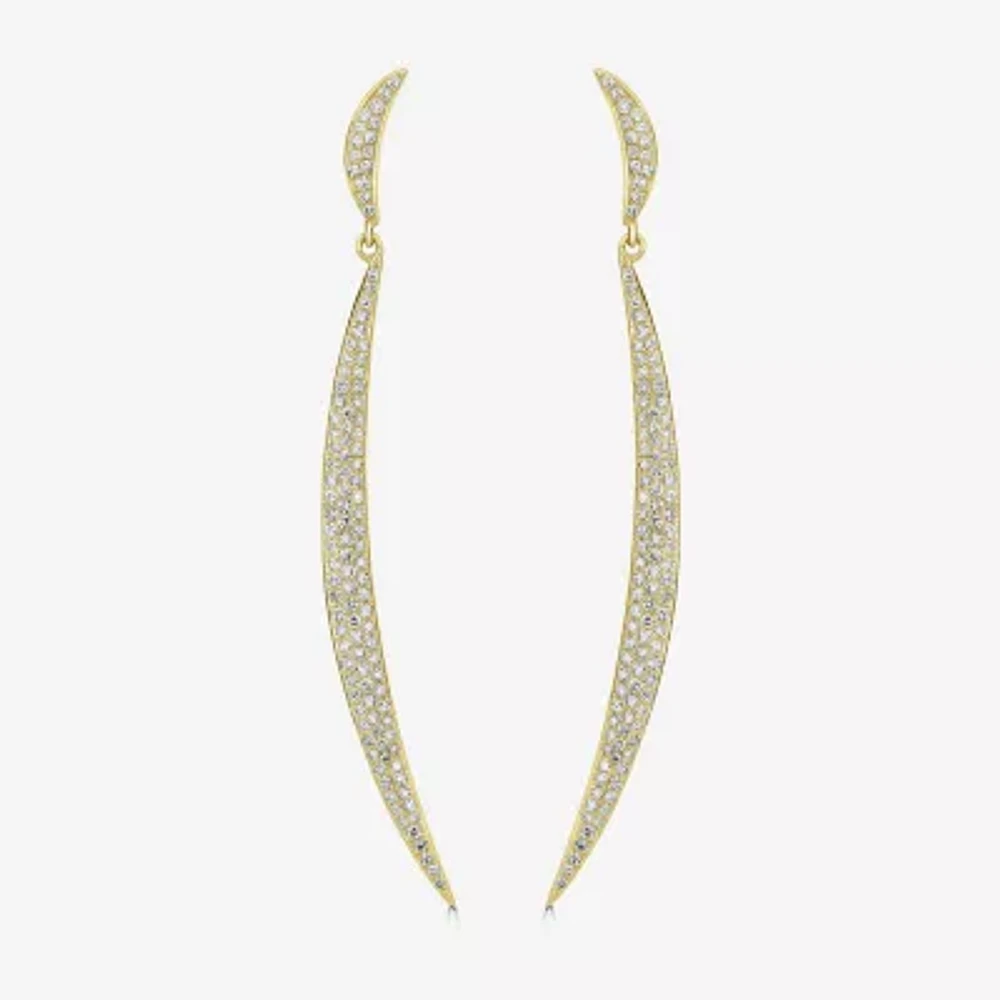 Linear 3/4 CT. T.W. Natural White Diamond 14K Gold Curved Drop Earrings