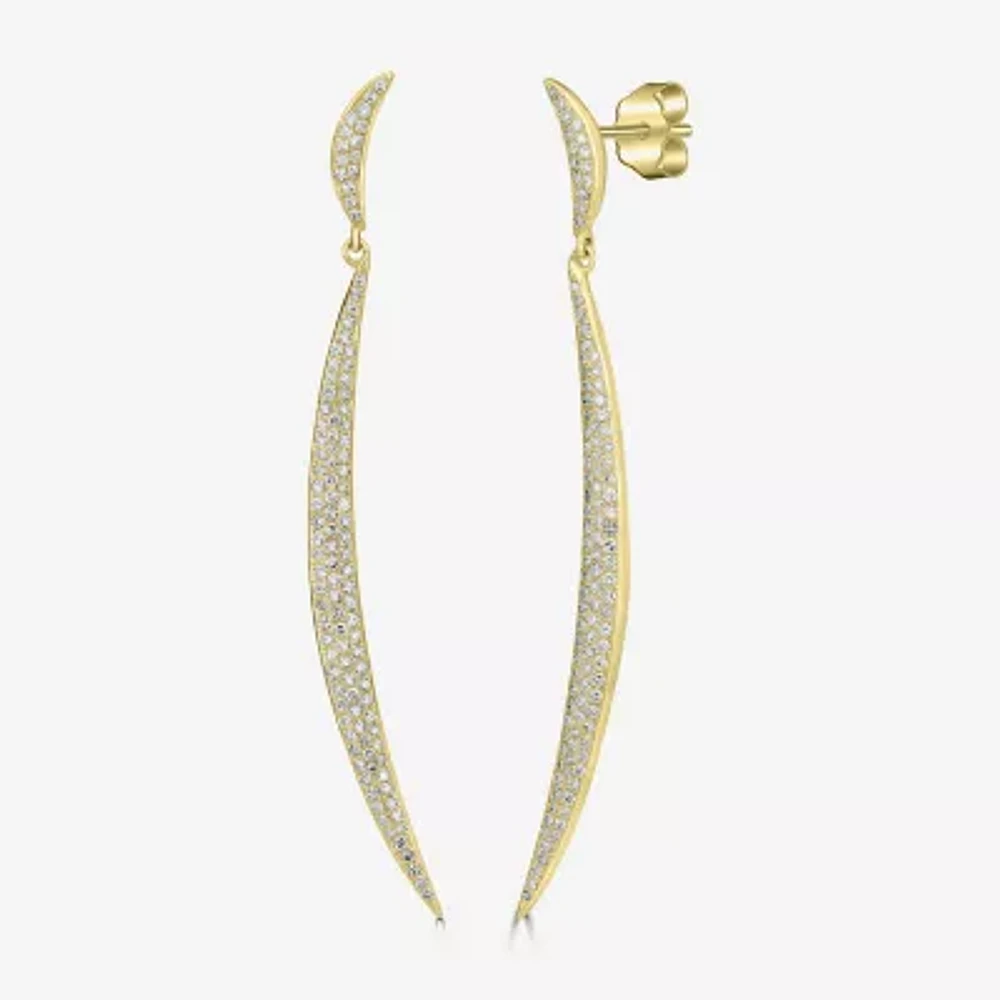 Linear 3/4 CT. T.W. Natural White Diamond 14K Gold Curved Drop Earrings