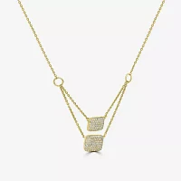 Double Layer Womens 3/8 CT. T.W. Natural White Diamond 14K Gold Rectangular Pendant Necklace