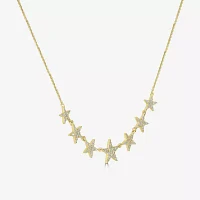 Womens 3/8 CT. T.W. Natural White Diamond 14K Gold Star Pendant Necklace