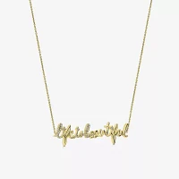 "Life Is Beautiful" Womens 1/8 CT. T.W. Natural White Diamond 14K Gold Pendant Necklace