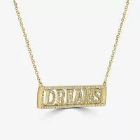 "Dreams" Womens 1/2 CT. T.W. Natural White Diamond 14K Gold Bar Pendant Necklace