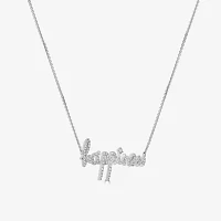 "Happiness" Womens 1/3 CT. T.W. Natural White Diamond 14K White Gold Pendant Necklace