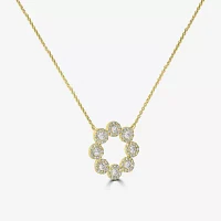 Womens 1/2 CT. T.W. Natural White Diamond 14K Gold Circle Pendant Necklace