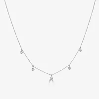 Lariat Style Womens 3/8 CT. T.W. Natural White Diamond 14K White Gold Diamond Y Necklace