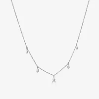 Lariat Style Womens 3/8 CT. T.W. Natural White Diamond 14K White Gold Diamond Y Necklace