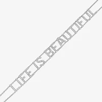 "Life Is Beautiful" 14K White Gold 7 Inch Solid Rolo Chain Bracelet
