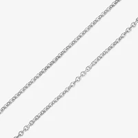 "Life Is Beautiful" 14K White Gold 7 Inch Solid Rolo Chain Bracelet