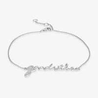 Good Vibes" 1/10 CT.T.W. Natural Diamond 14K White Gold 7 Inch Solid Rolo Chain Bracelet"