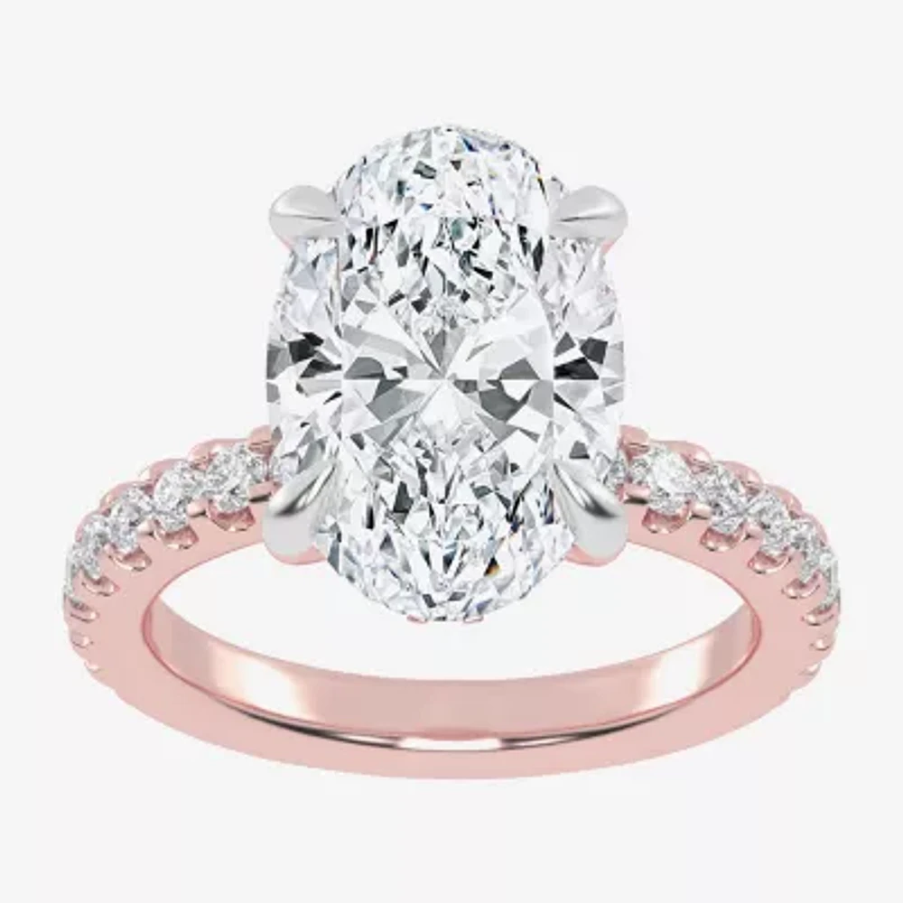 (G-H / Vs2-Si1) Womens 4 1/2 CT. T.W. Lab Grown White Diamond 14K Gold Side Stone Engagement Ring