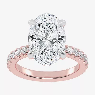 (G-H / Vs2-Si1) Womens 4 1/2 CT. T.W. Lab Grown White Diamond 14K Gold Side Stone Engagement Ring