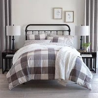 Linden Street Brownwood Plaid To Faux Fur Reversible Comforter Set