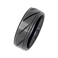 Personalized Mens 7mm Comfort Fit Diagonal Stripe Black Ceramic Wedding Band