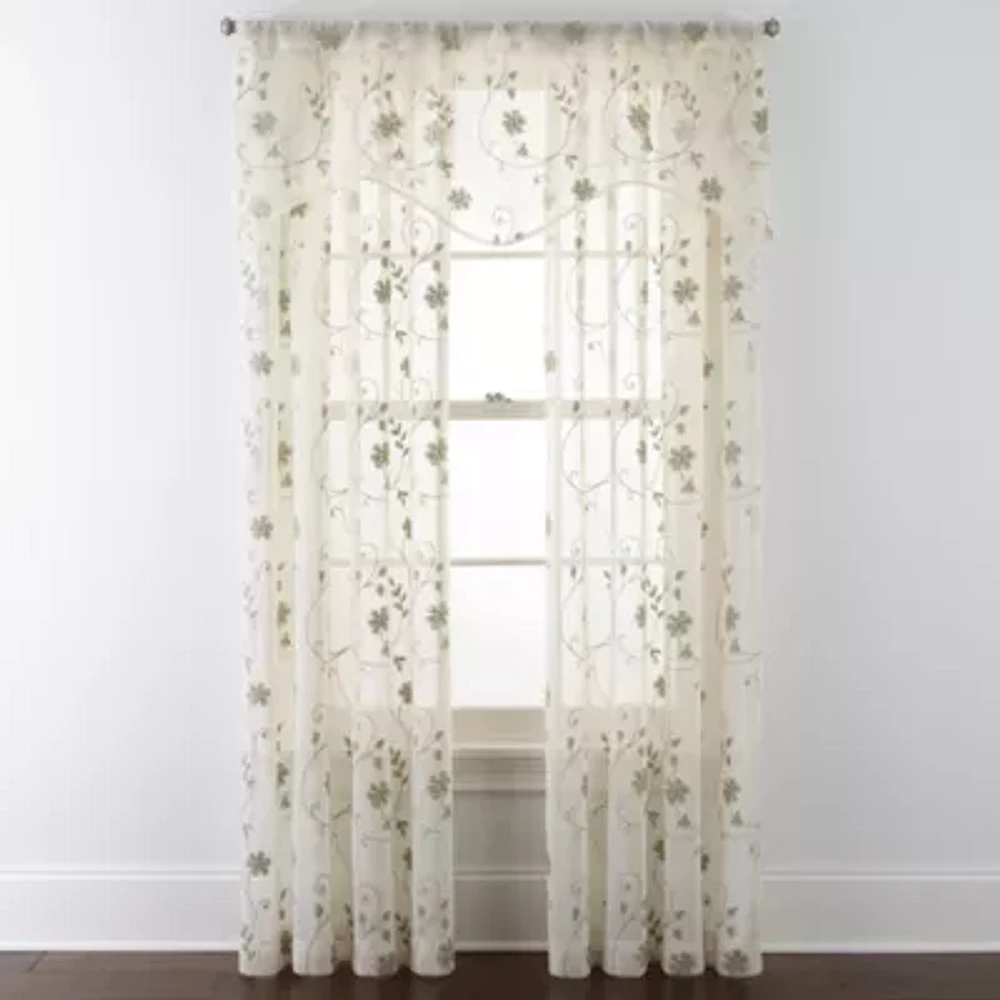 JCPenney Home Malta Rod Pocket Sheer Single Curtain Panels