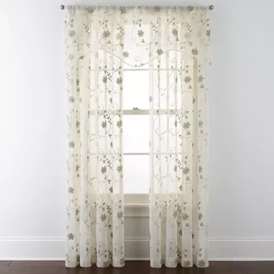 JCPenney Home Malta Rod Pocket Sheer Single Curtain Panels