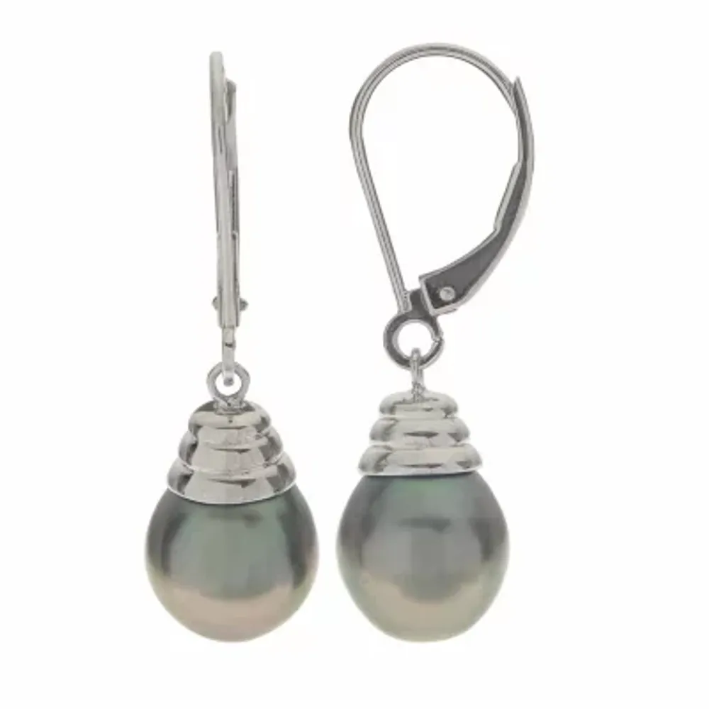 Genuine Tahitian Pearl 14K White Gold Drop Earrings