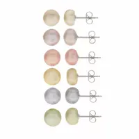 Cultured Freshwater Button Pearl Sterling Silver 6pc Stud Earring Set