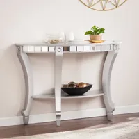 Emas Mirrored Demilune Console Table