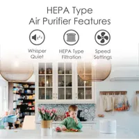 Crane HEPA Air Purifier , 300 Sq Ft. Coverage, Compact