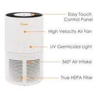 Crane True HEPA Air Purifier With Germicidal UV Light, Sq Ft. Coverage