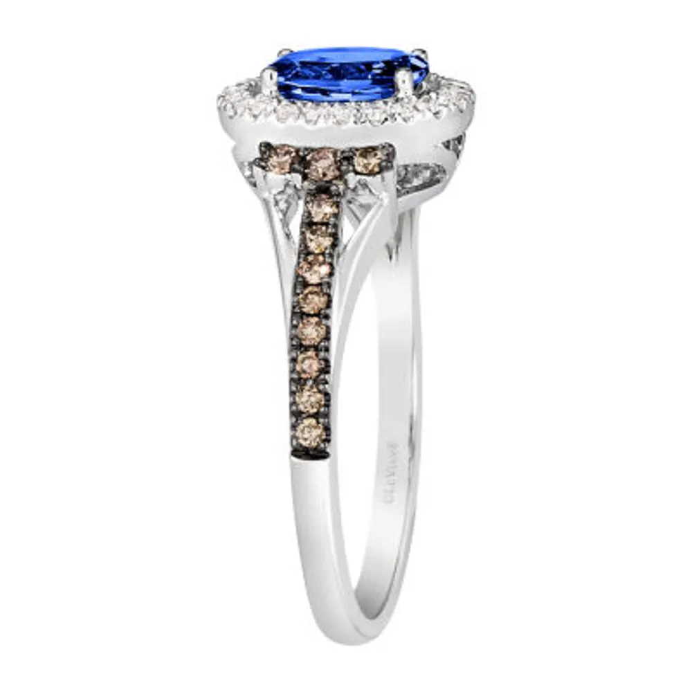 Le Vian Grand Sample Sale Ring featuring 3/4 cts. Cornflower Ceylon Sapphire™, 1/3 Chocolate Diamonds® , 1/5 Nude Diamonds™  set 14K Vanilla Gold®