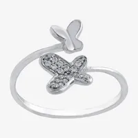 Silver Treasures Cubic Zirconia Sterling Butterfly Bypass  Band