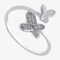 Silver Treasures Cubic Zirconia Sterling Butterfly Bypass Band