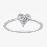 Silver Treasures Cubic Zirconia Sterling Heart Band