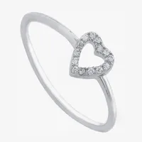 Silver Treasures Cubic Zirconia Sterling Heart Band