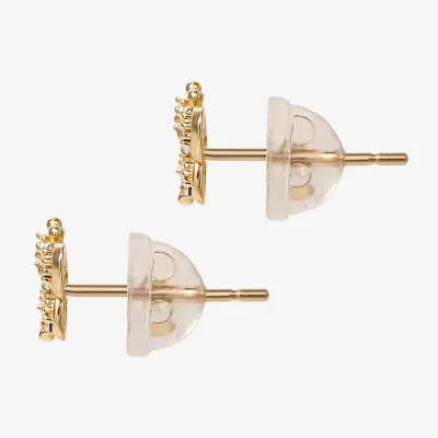White Cubic Zirconia 14K Gold 4.6mm Butterfly Stud Earrings
