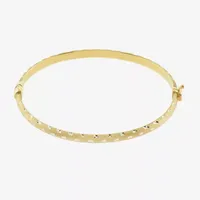 Diamond Cut 14K Two Tone Gold Over Silver Bangle Bracelet