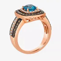 Le Vian® Ring featuring 1 CT. T.W. Deep Sea Blue Topaz™ 1/3 Nude Diamonds™  1/2 Chocolate Diamonds® set 14K Strawberry Gold®