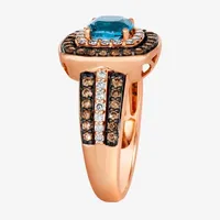 Le Vian® Ring featuring 1 CT. Deep Sea Blue Topaz™ 1/3 Nude Diamonds™ 1/2 Chocolate Diamonds® set 14K Strawberry Gold®