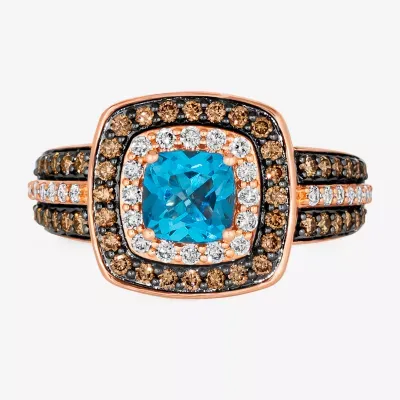 Le Vian® Ring featuring 1 CT. T.W. Deep Sea Blue Topaz™ 1/3 Nude Diamonds™  1/2 Chocolate Diamonds® set 14K Strawberry Gold®