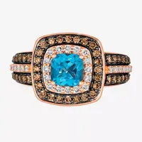 Le Vian® Ring featuring 1 CT. T.W. Deep Sea Blue Topaz™ 1/3 Nude Diamonds™  1/2 Chocolate Diamonds® set 14K Strawberry Gold®