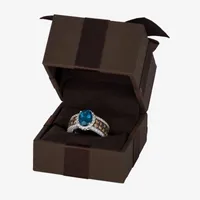 Le Vian® Ring featuring 1 7/8 CT. Deep Sea Blue Topaz™ 3/4 Chocolate Diamonds® 3/8 Nude Diamonds™ set 14K Vanilla Gold®