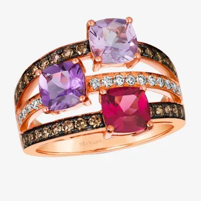 Le Vian® Ring featuring 1 3/8 CT. Grape Amethyst™ Raspberry Rhodolite® 1/2 Chocolate Diamonds® 1/5 Nude Diamonds™ set 14K Strawberry Gold®