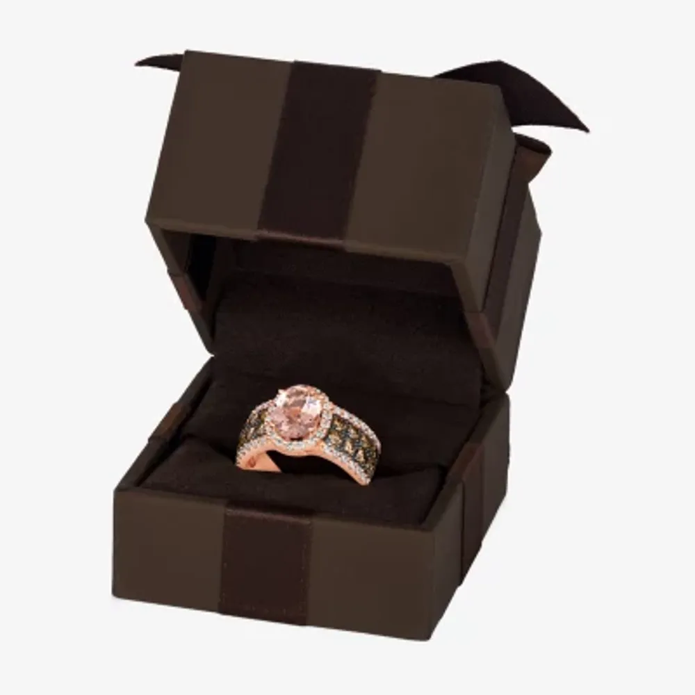 Le Vian® Ring featuring 1 1/3 CT. Peach Morganite™ 3/4 Chocolate Diamonds® 3/8 Nude Diamonds™ set 14K Strawberry Gold®