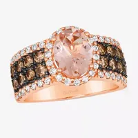 Le Vian® Ring featuring 1  1/3 CT. T.W. Peach Morganite™ 3/4 Chocolate Diamonds® 3/8 Nude Diamonds™ set 14K Strawberry Gold®