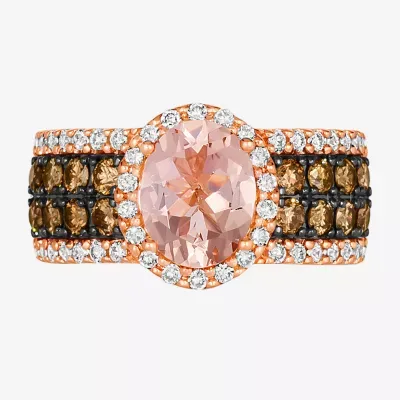 Le Vian® Ring featuring 1  1/3 CT. T.W. Peach Morganite™ 3/4 Chocolate Diamonds® 3/8 Nude Diamonds™ set 14K Strawberry Gold®