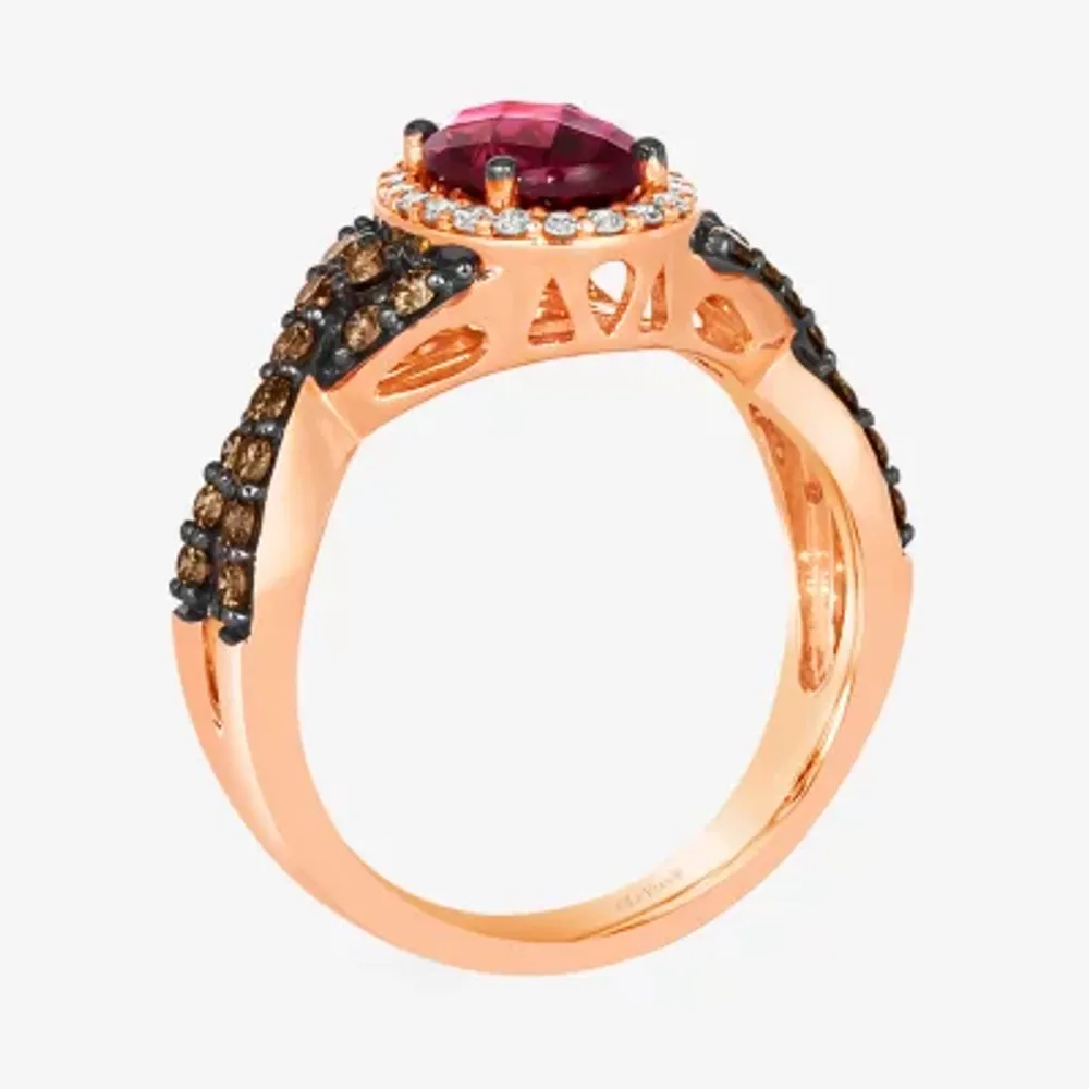 Le Vian® Ring featuring 1  1/2 CT. T.W. Raspberry Rhodolite® Chocolate Diamonds® 1/6 Nude Diamonds™ set 14K Strawberry Gold®