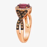 Le Vian® Ring featuring 1 1/2 CT. Raspberry Rhodolite® Chocolate Diamonds® 1/6 Nude Diamonds™ set 14K Strawberry Gold®