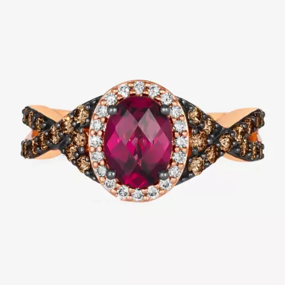 Le Vian® Ring featuring 1  1/2 CT. T.W. Raspberry Rhodolite® Chocolate Diamonds® 1/6 Nude Diamonds™ set 14K Strawberry Gold®