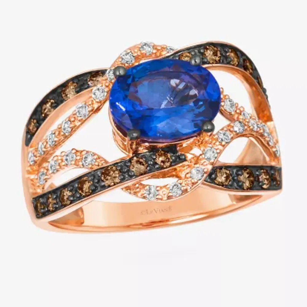 Le Vian® Ring featuring 1 3/4 CT. Blueberry Tanzanite® 1/3 Chocolate Diamonds® 1/5 Nude Diamonds™ set 14K Strawberry Gold®