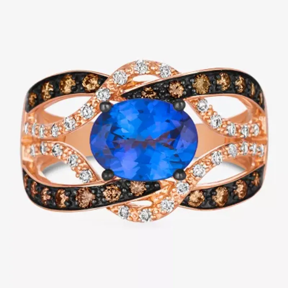 Le Vian® Ring featuring 1  3/4 CT. T.W. Blueberry Tanzanite® 1/3 Chocolate Diamonds® 1/5 Nude Diamonds™ set 14K Strawberry Gold®