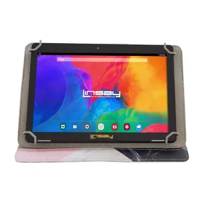 10.1" 1280x800 IPS 2GB RAM 32GB Storage Android 12 Tablet with Black White Pink Marble Leather Case"