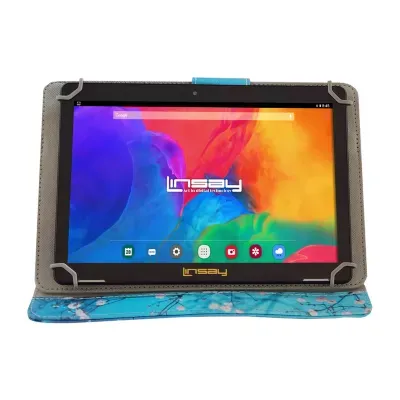 10.1" 1280x800 IPS 2GB RAM 32GB Storage Android 12 Tablet with Flowers Marble Leather Case"