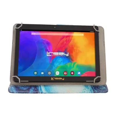 10.1" 1280x800 IPS 2GB RAM 32GB Storage Android 12 Tablet with Ocean Marble Leather Case"